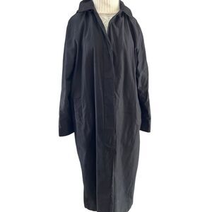 London Fog trench hooded black washable womens 12 no liner elegant chic